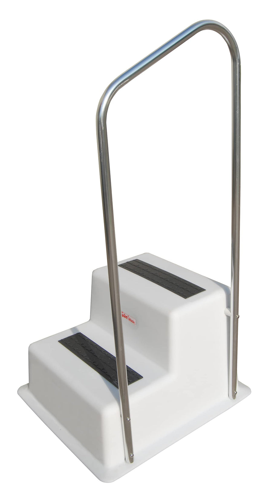 Stepsafe Handrail Attachment TAYLOR MADE PRODUCTS Double Dock, 19.5" W x 49" H, Includes Rail Only, Aluminum Construction, Added Safety, Fits 2-Step Models - 47201, Silver, White, Black