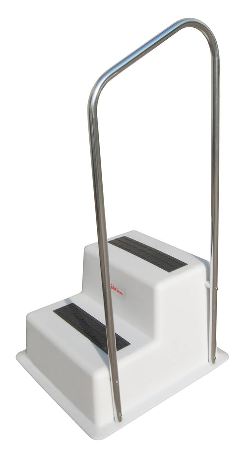 Stepsafe Handrail Attachment TAYLOR MADE PRODUCTS Double Dock, 19.5" W x 49" H, Includes Rail Only, Aluminum Construction, Added Safety, Fits 2-Step Models - 47201, Silver, White, Black