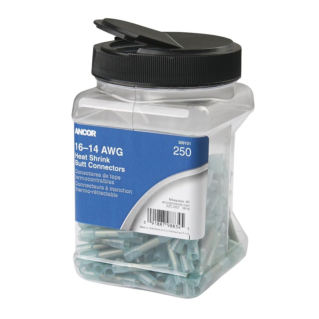 Ancor Heat Shrink Butt Connector 16-14 AWG - 250-Pieces - Jar