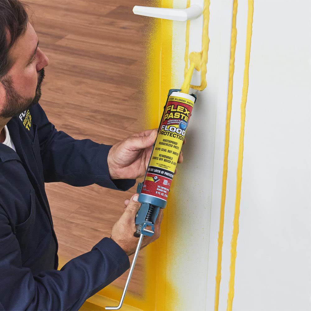 Flood Protection Flex Paste, 9 oz Cartridge, 1-Pack, Waterproof Rubberized Paste, Removable, Use on Windows, Doors, Garage Doors, Seams, Casings, Thresholds, Conduits, Vents, Ducts, and More