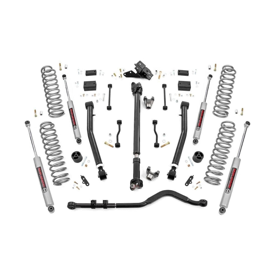 3.5 Inch Rough Country Lift Kit with Premium N3 Shocks for Jeep Wrangler Unlimited 4-Door (2024) - Includes Adjustable Lower Control Arms, Front Driveshaft, Springs