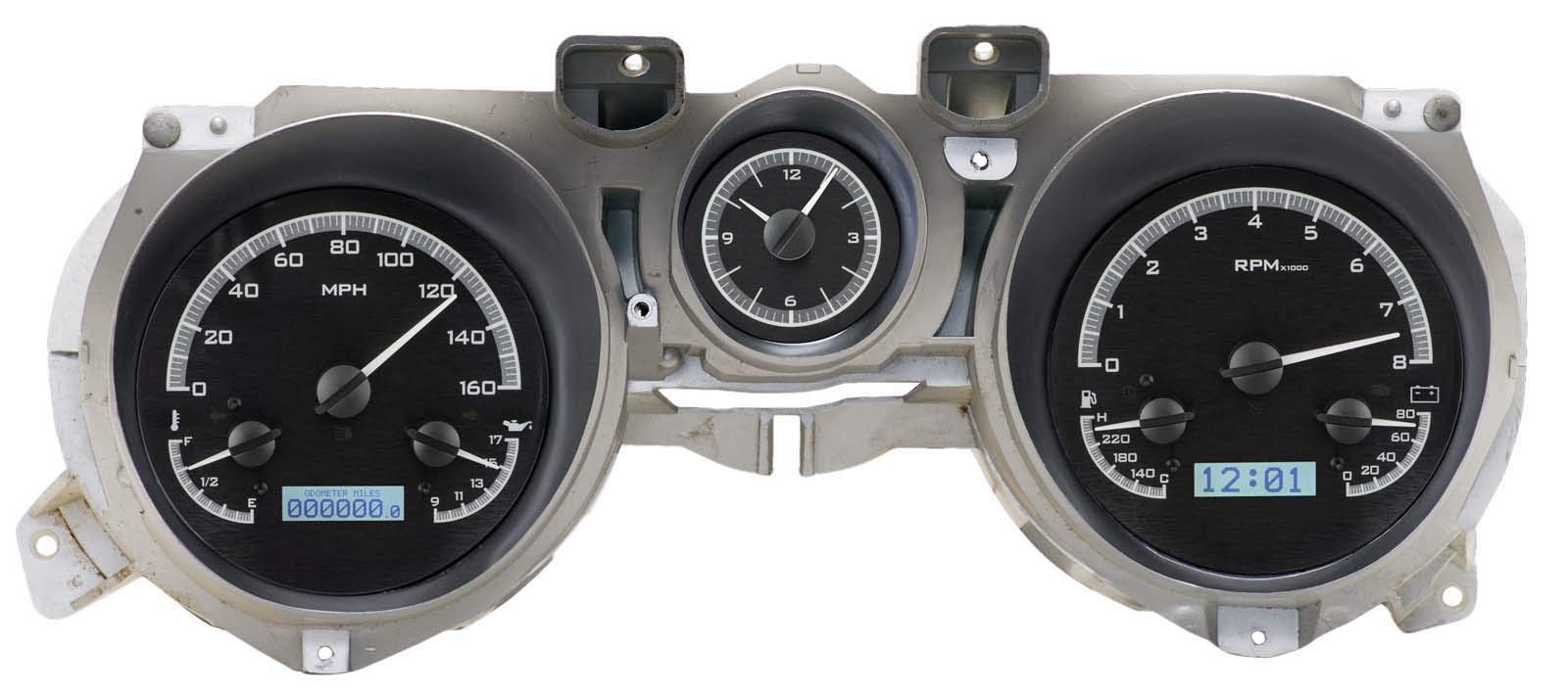 Dakota Digital VHX-71F-MUS-K-W Analog Dash Gauge System Compatible with 1971-73 Ford Mustang Black Alloy White Backlighting
