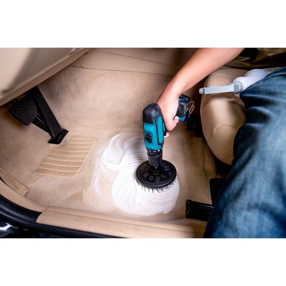 Chemical Guys ACC506 Multi-Surface Light Duty Spinner Drill Brush Attachment (Fits Any Standard Drill - Power Scrubber Removes Stains & Gently Cleans Upholstery, Fabric and Carpet), Gray
