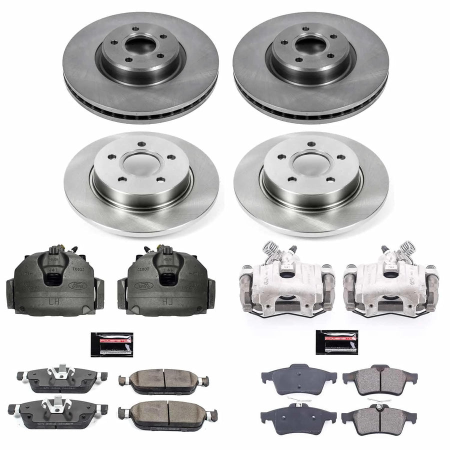 Power Stop KCOE7277 Autospeciality Brake Caliper Kit- Front & Rear Brake Rotors, Ceramic Brake Pads, Brake Calipers