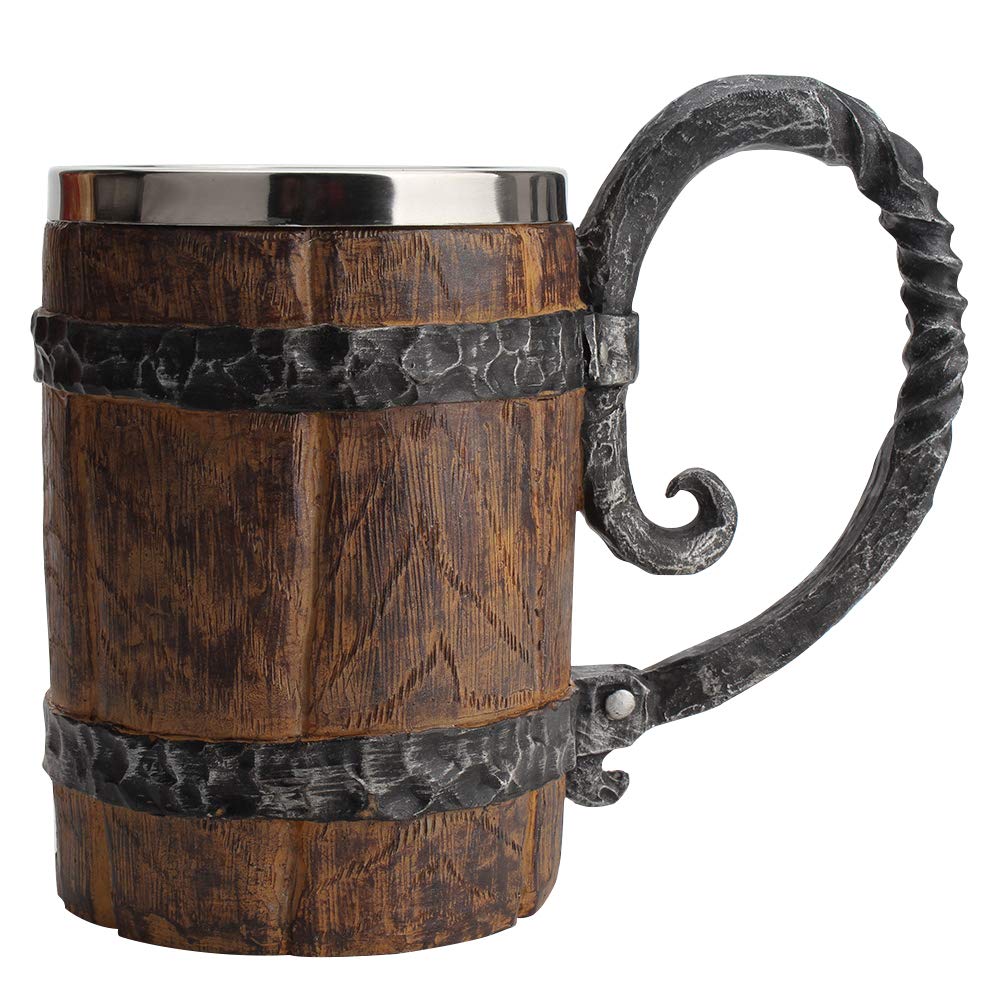 Cocktail Beer Mug Bucket Shaped Restaurant Large Capacity Drinkware Kitchen Accessories Hotel with Handle Decorative Bar Resin Double Wall Vintage