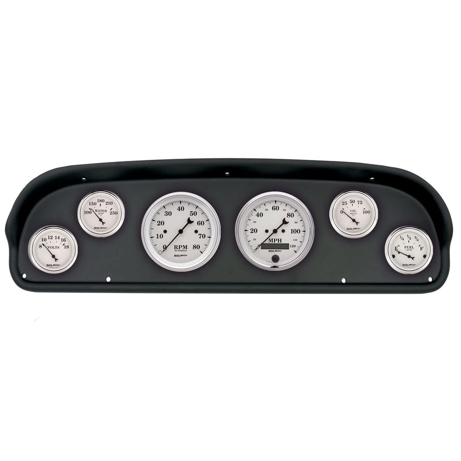 AutoMeter Dash Kit Direct Fit, (3 3/8" X2, 2 1/16" X4), Ford F100 57-60, Old-TYME White (2101-08)