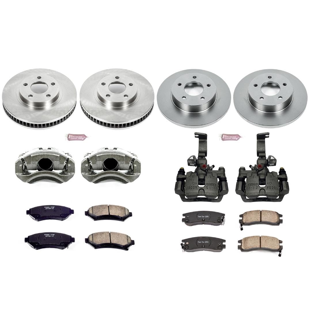 Power Stop KCOE1543F Replacement Autospeciality Front and Rear Caliper Kit- OE Rotors, Ceramic Brake Pads, Calipers For Oldsmobile Aurora 2001-2003 [Model Specific]