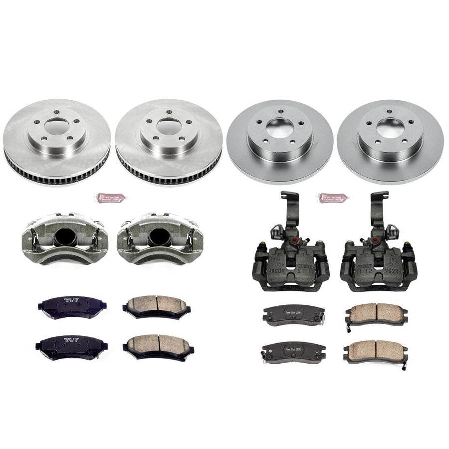 Power Stop KCOE1543F Replacement Autospeciality Front and Rear Caliper Kit- OE Rotors, Ceramic Brake Pads, Calipers For Oldsmobile Aurora 2001-2003 [Model Specific]