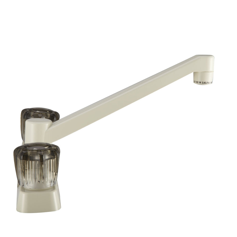 Dura Faucet RV Kitchen Sink Faucet DF-PK600S-BQ with Smoked Acrylic Knobs (Bisque Parchment)