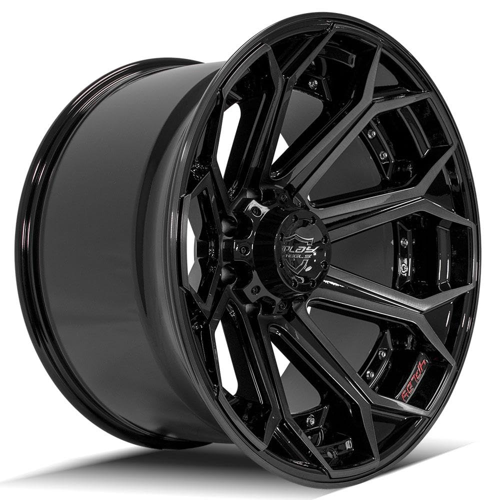 22 Inch 4PLAY Wheels Rim 4P80R Fits 8x165.1 22x12 Gloss Black Brushed with Tinted Clear (1)