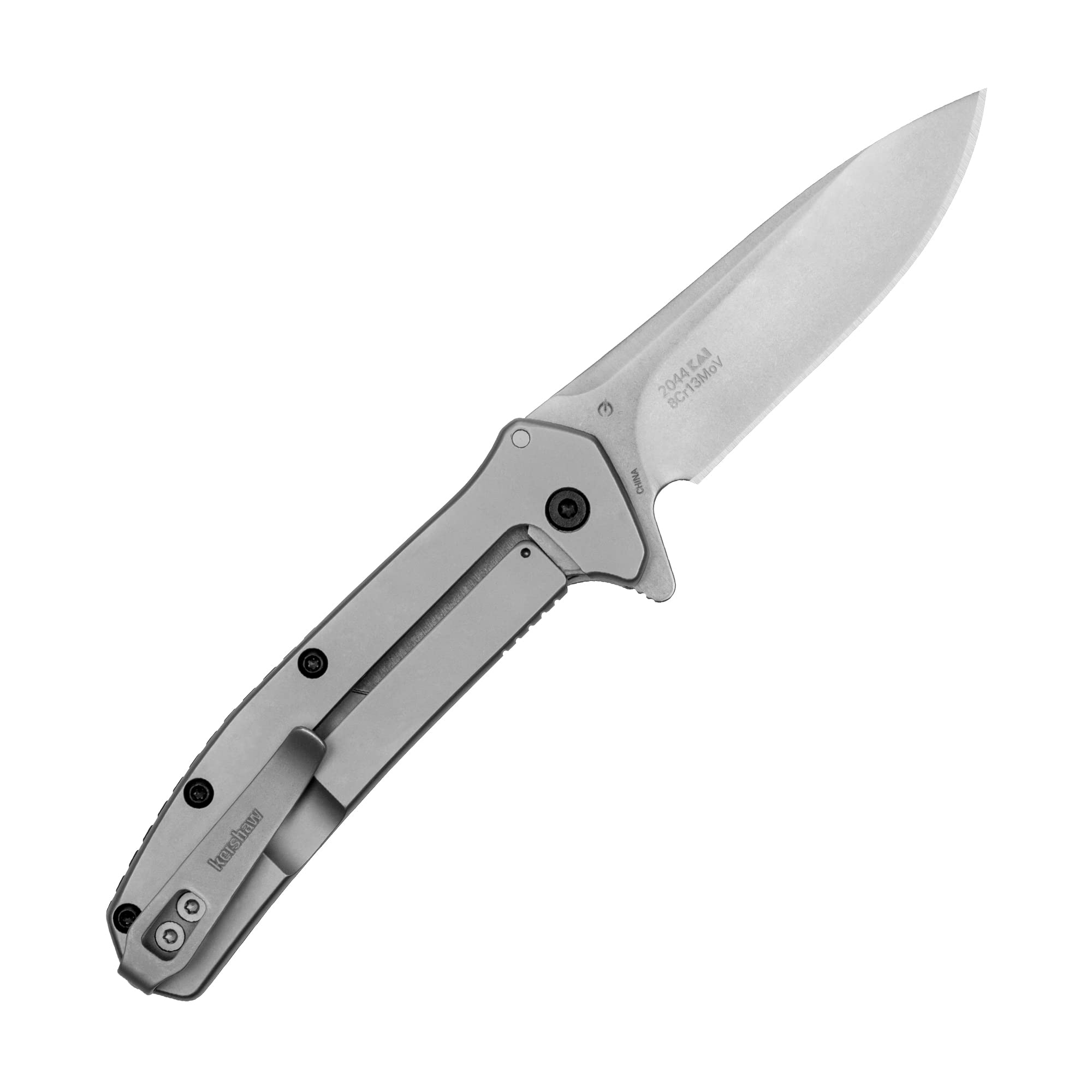 Kershaw Pocket Knife Outcome, 2.8 inch Stainless Steel Blade, Stonewashed Finish, Pocketclip,BLACK