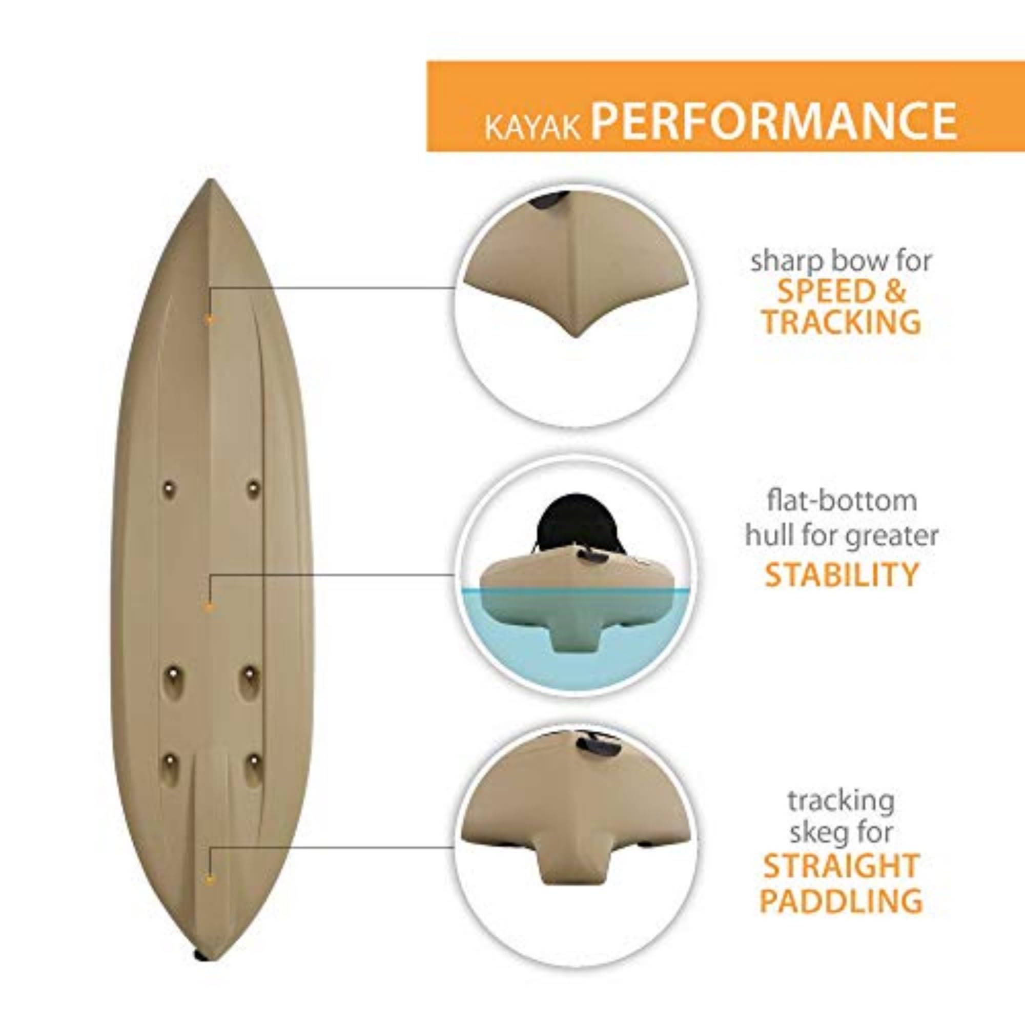 Muskie Angler Lifetime Sit-On-Top Kayak with Paddle, Tan, 120"