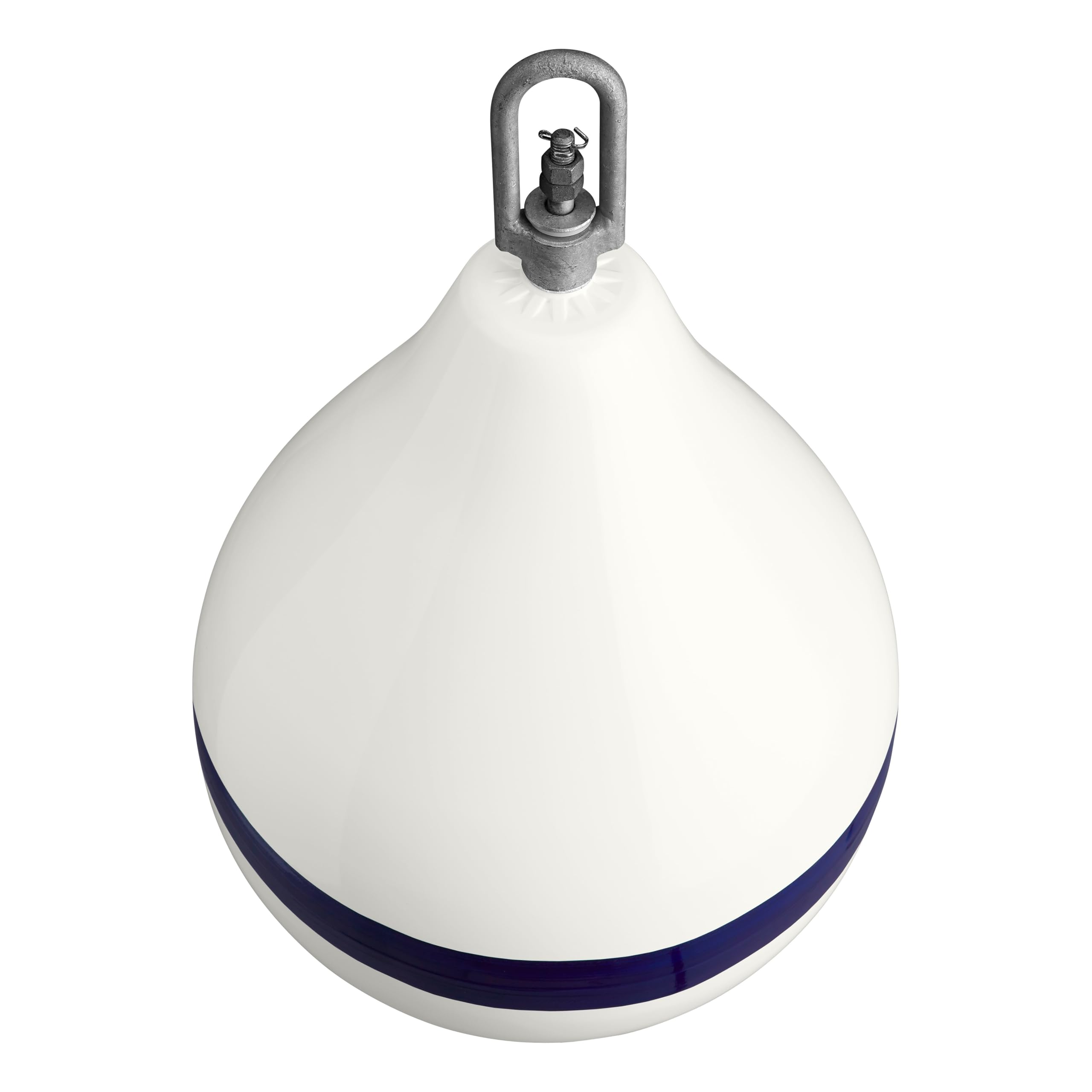 CM-3 Polyform Mooring Buoy - White W/Blue Stripe, Galvanized