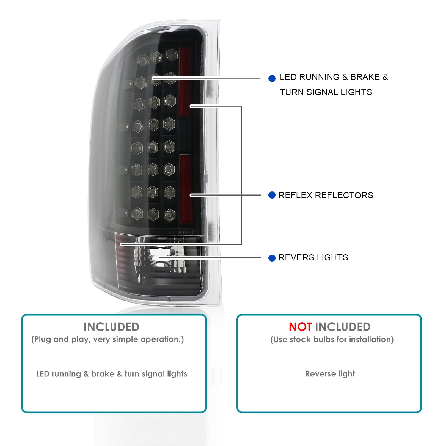 Black LED Tail Lights SPEC-D TUNING Compatible with 2007-2013 Chevy Silverado 1500 2500 3500, Left + Right Pair Assembly