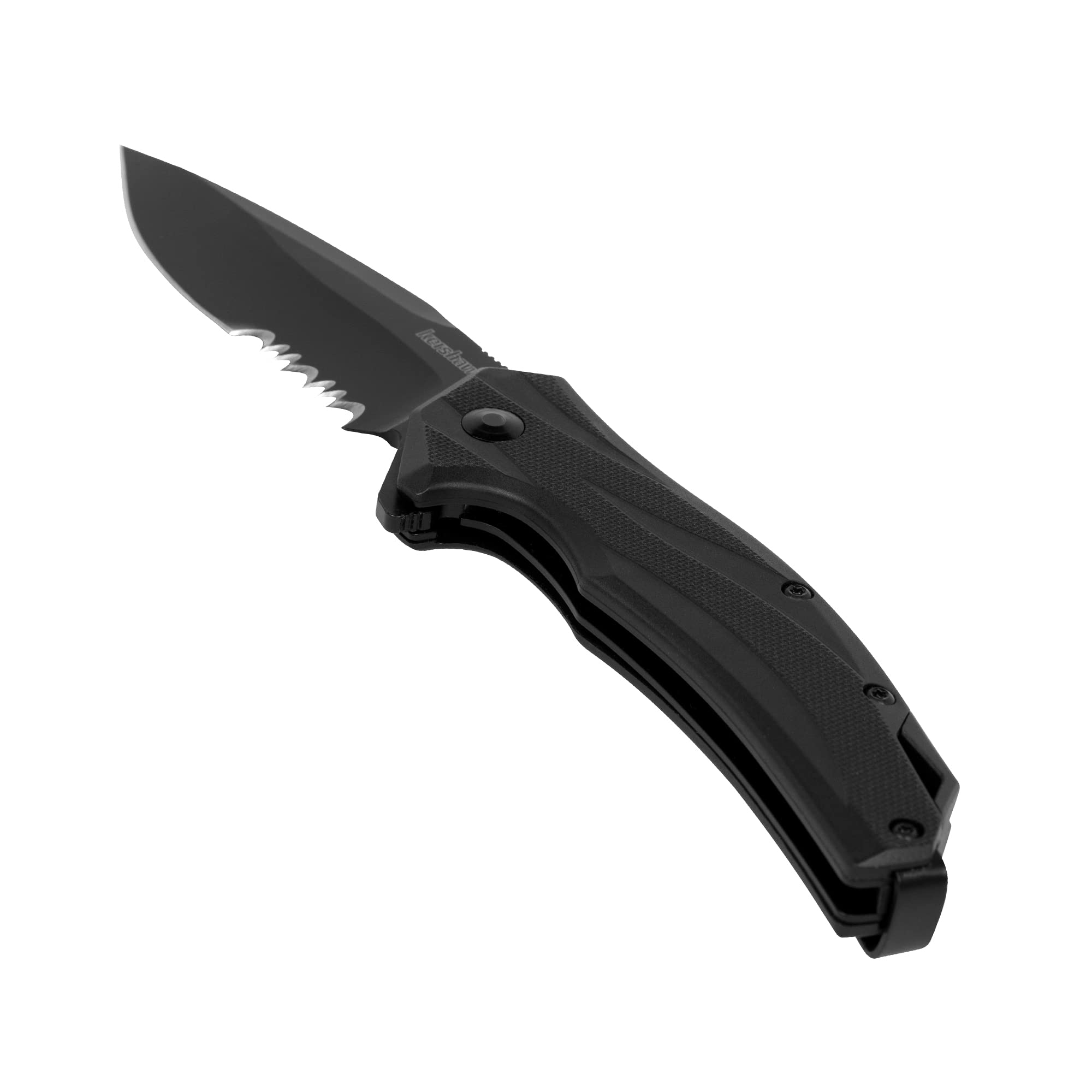 Kershaw Pocket Knife Lateral, Black, 3.1 Inch Stainless Steel Drop Point Partially Serrated Blade, EDC with Assisted Opening, Reversible Pocketclip, Everyday Carry Pocket Knife for Men and Women