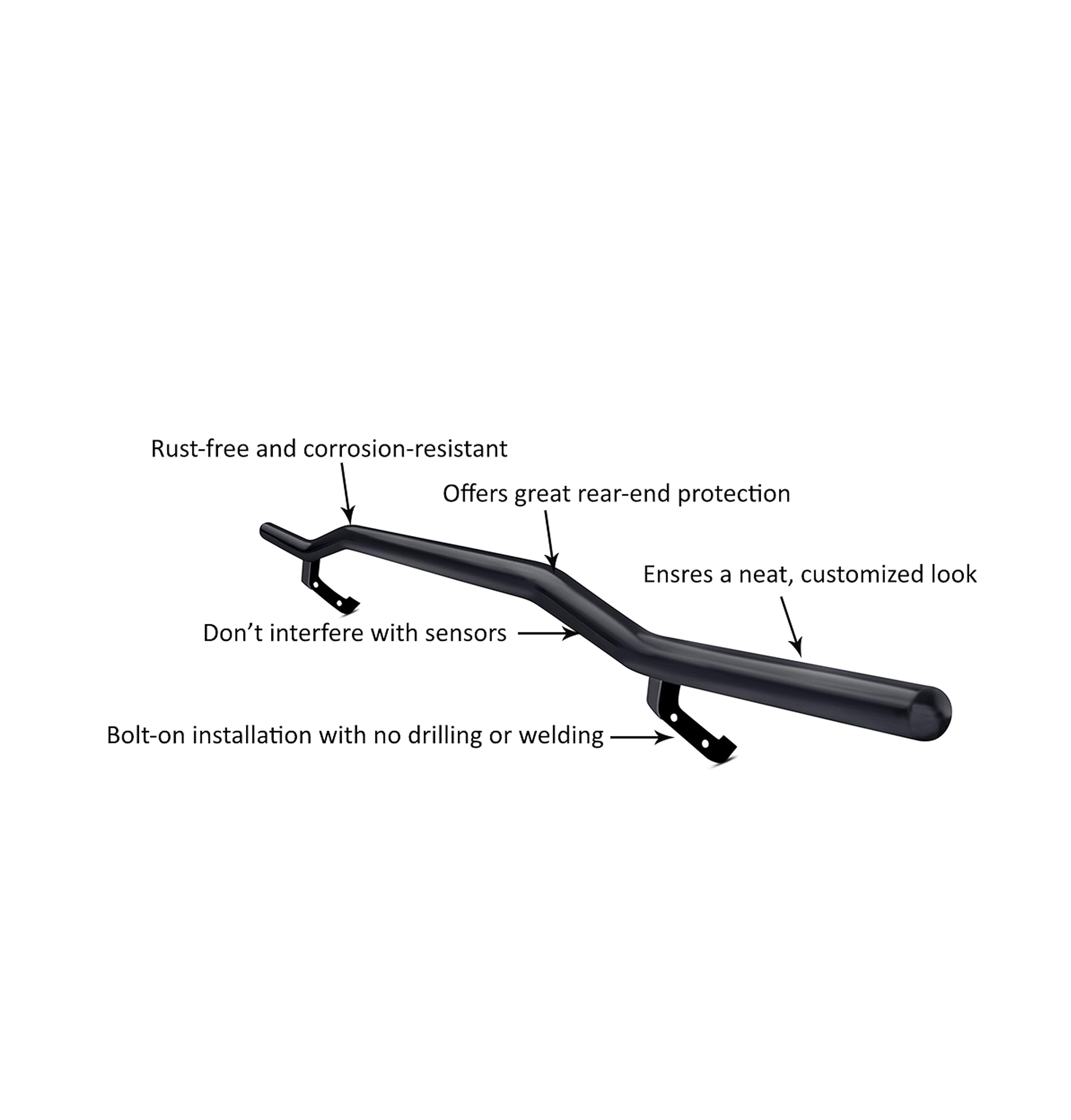 Rear Bumper Guard Black Horse Single Tube Black Compatible with 2013-2018 Toyota RAV4 (Excl. 2018 Adventure Trim)-8D093945A-S