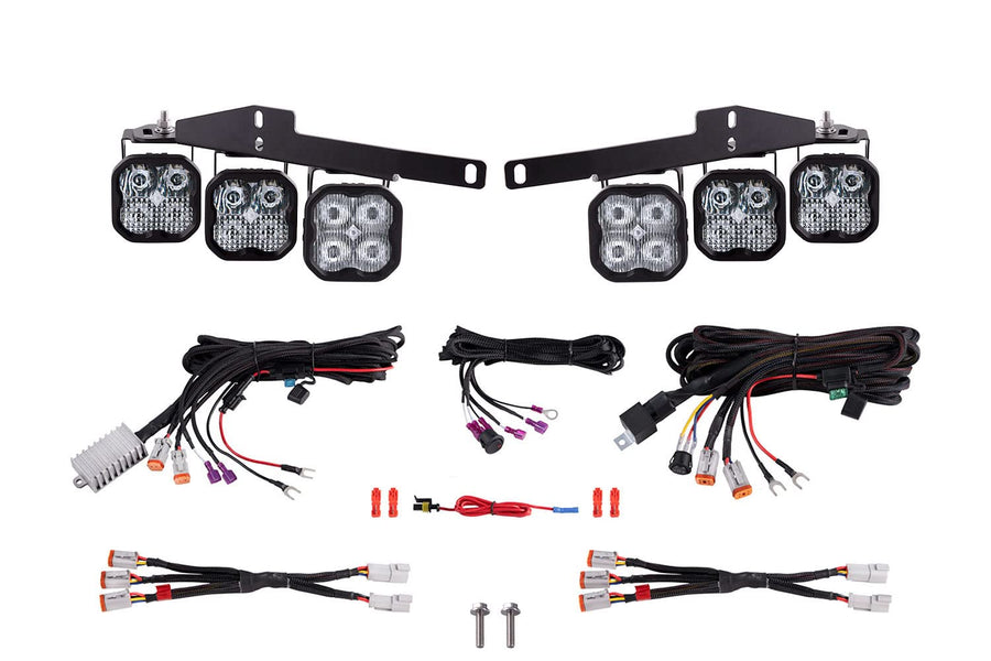 Diode Dynamics Fog Light Kit SS3 LED compatible with Ford Raptor 2017-2020 with Backlight, Max Cool White