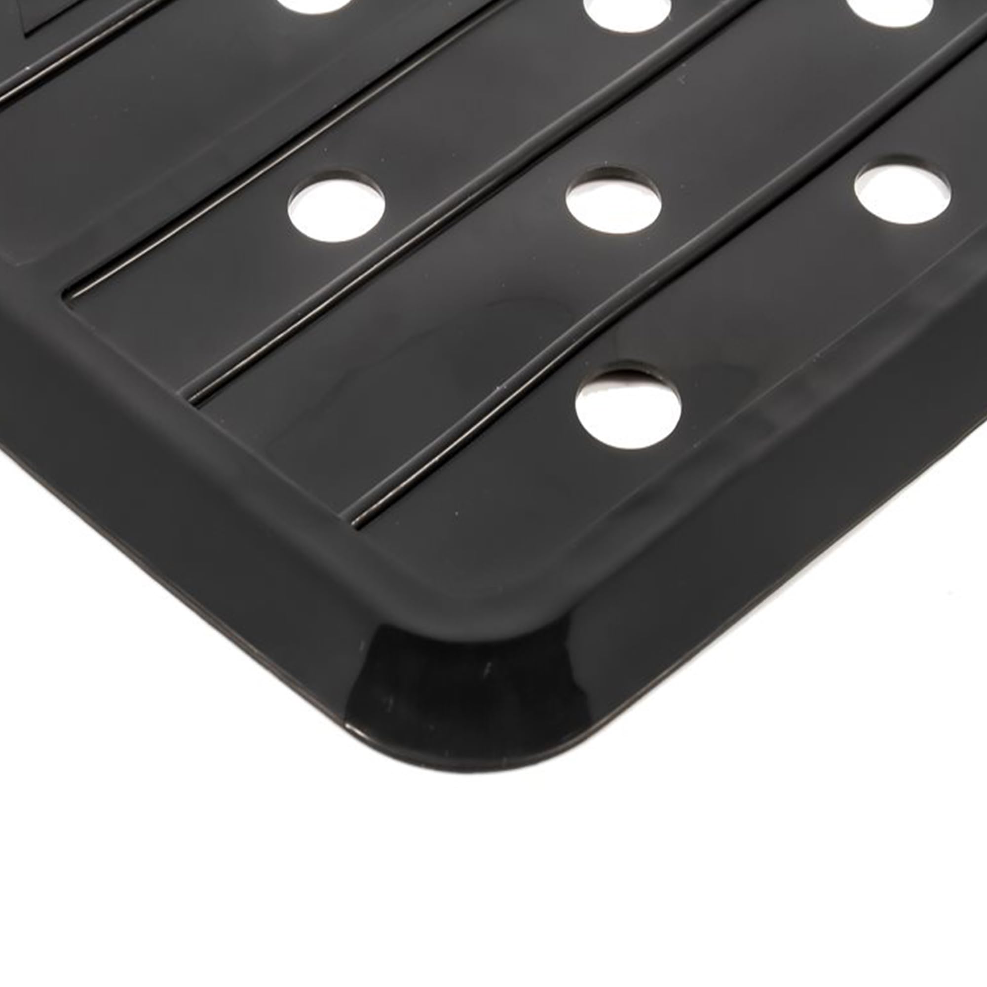 Camco RV and Marine Durable Sink Mat with Drain Holes - Compact Size Designed for Trailer, Camper and Boat Sinks | Measures 10" x 11 ¾ " - Black (43721)