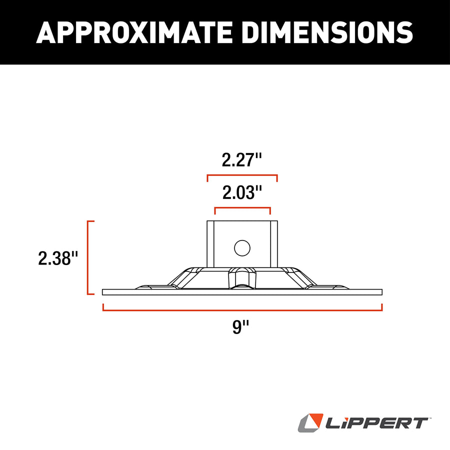 Hall Effect Lippert Ground Control 3.0 Rear Jack Footpad, 9" Diameter, Fits 2" I.D. Tube, Strong Black Powder-Coated Steel Construction, Easy Installation - 362486