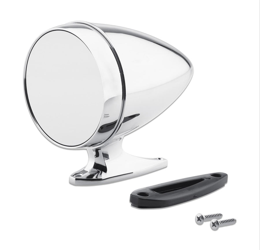 Chrome Bullet Mirror Scott Drake Short Base and Standard Glass C5RZ-17696-AS