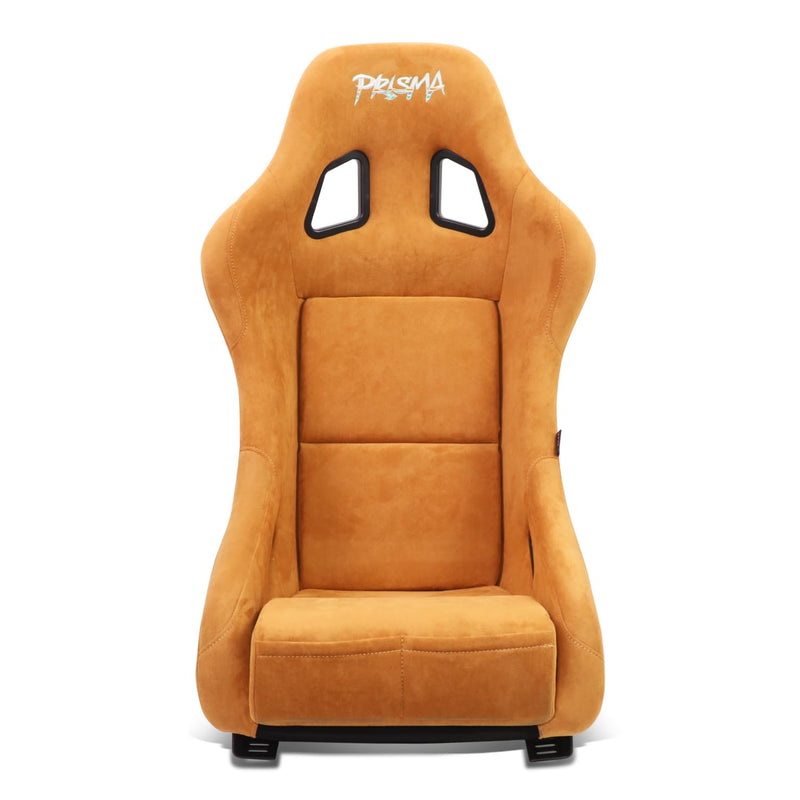 NRG Innovations Universal Fixed Back NRG-FRP-303TN-PRISMA Bucket Racing Seat for 5-Point Harnesses, Size M, Tan Alcantara Material, 22" W X 34" H X 16" D