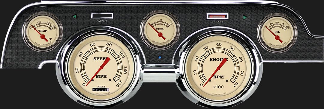 Vintage Classic Instruments MU67VT 5 Gauge Package Black Bezel Fits 1967-1968 Mustang