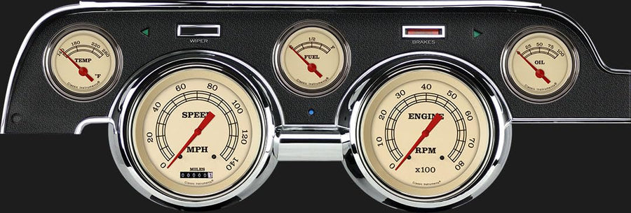 Vintage Classic Instruments MU67VT 5 Gauge Package Black Bezel Fits 1967-1968 Mustang