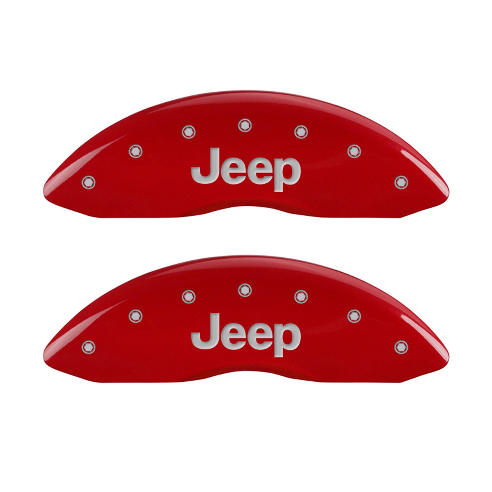 MGP Caliper Covers 'JEEP-EngravedRear' 42003SJPLRD Red Powder Coat Finish Engraved Caliper Cover with Silver Characters, (Set of 4)