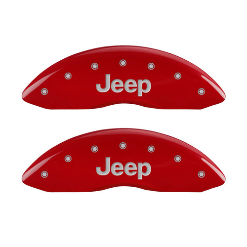 MGP Caliper Covers 'JEEP-EngravedRear' 42003SJPLRD Red Powder Coat Finish Engraved Caliper Cover with Silver Characters, (Set of 4)