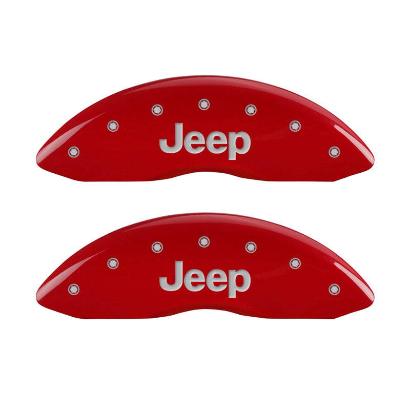 MGP Caliper Covers 'JEEP-EngravedRear' 42003SJPLRD Red Powder Coat Finish Engraved Caliper Cover with Silver Characters, (Set of 4)