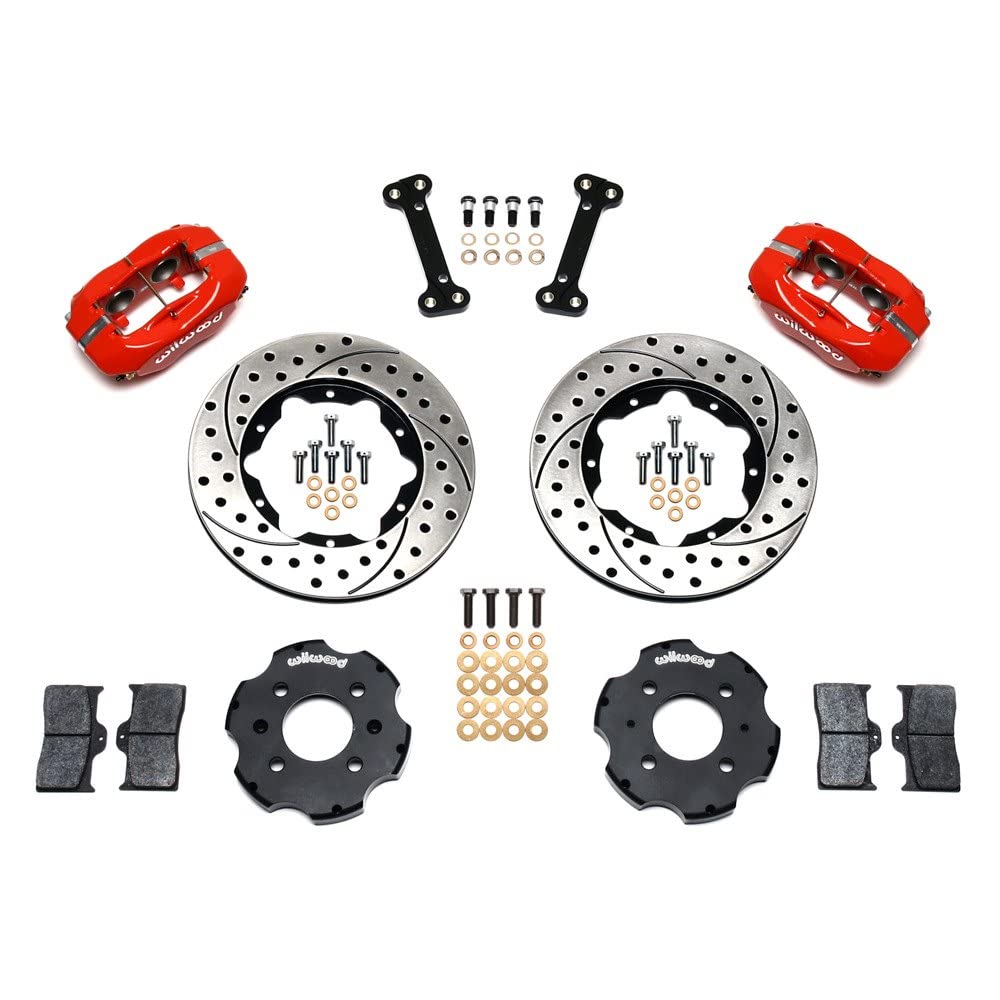 FDL Front Hat Kit WILWOOD 140-8695-DR, 11.00", Drilled, Red Integra/Civic w/Fac.240mm Rtr