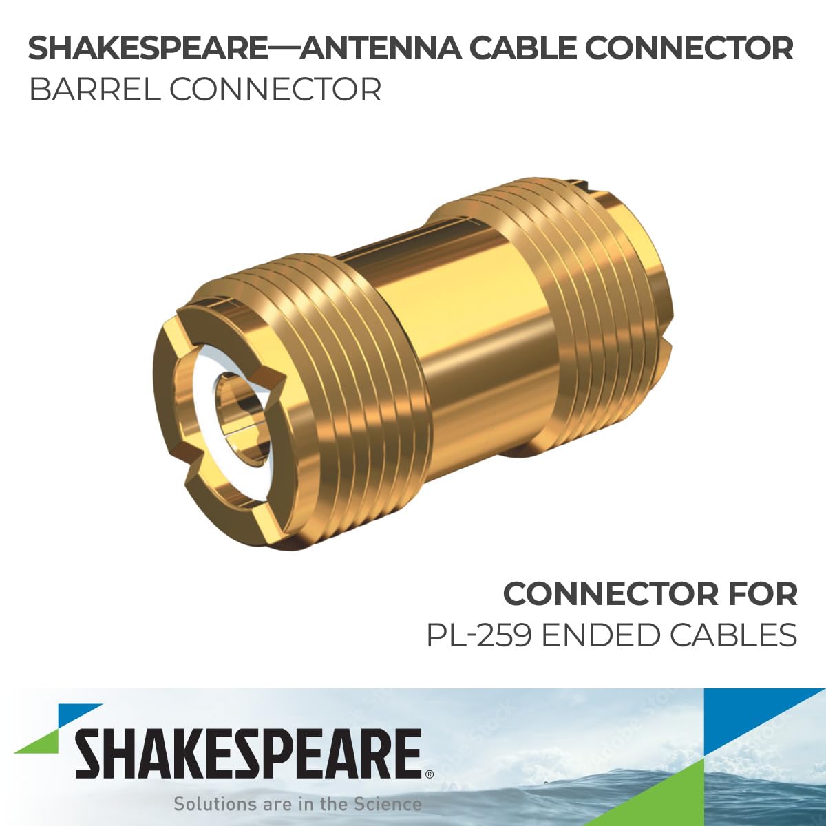 Barrel Connector Shakespeare PL-258-G for PL-259-Ended Cables, Golden