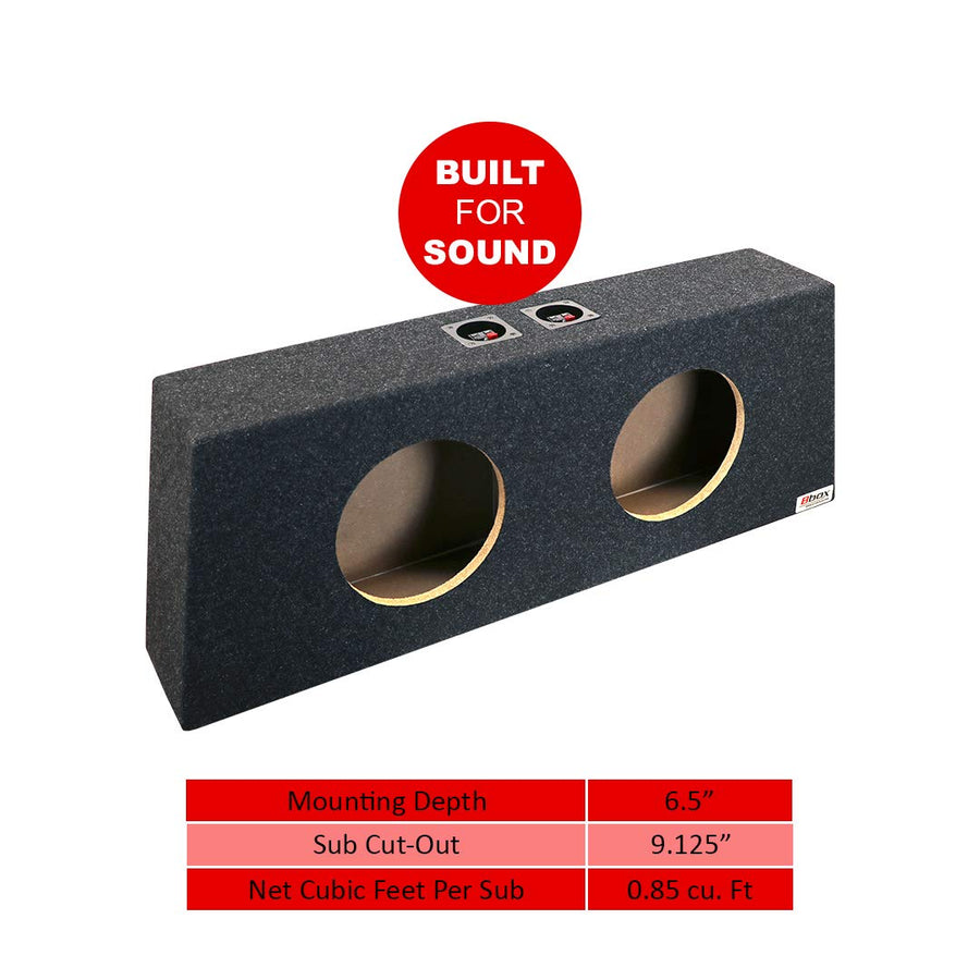 Dual Bbox 10 Inch Subwoofer Box - Sealed Carpeted Subwoofer Enclosure - Car Subwoofer Boxes & Enclosures - Pro Audio Tuned - Fits 1965-2018 Ford Mustang, Charcoal