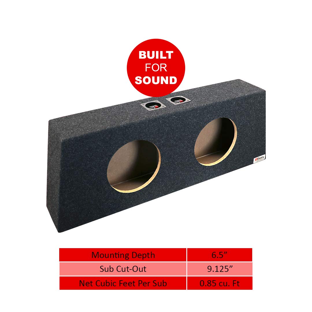 Dual Bbox 10 Inch Subwoofer Box - Sealed Carpeted Subwoofer Enclosure - Car Subwoofer Boxes & Enclosures - Pro Audio Tuned - Fits 1965-2018 Ford Mustang, Charcoal
