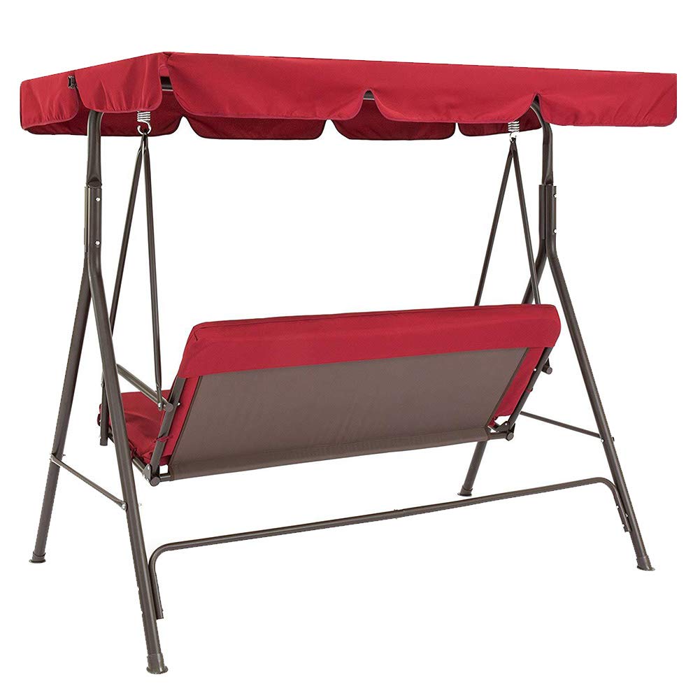 Canopy Patio Swing Seat Cover 2pcs/Set, Sunproof Canopy+Swing Seat Cover for 3 Seaters, Waterproof Sunproof Swing Canopy Replacement Cover Top and Swing Chair Protection Cover