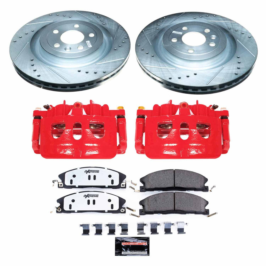 Power Stop Front KC6374-36 Z36 Truck & Tow Brake Pad and Rotor Kit with Red Powder Coated Calipers
