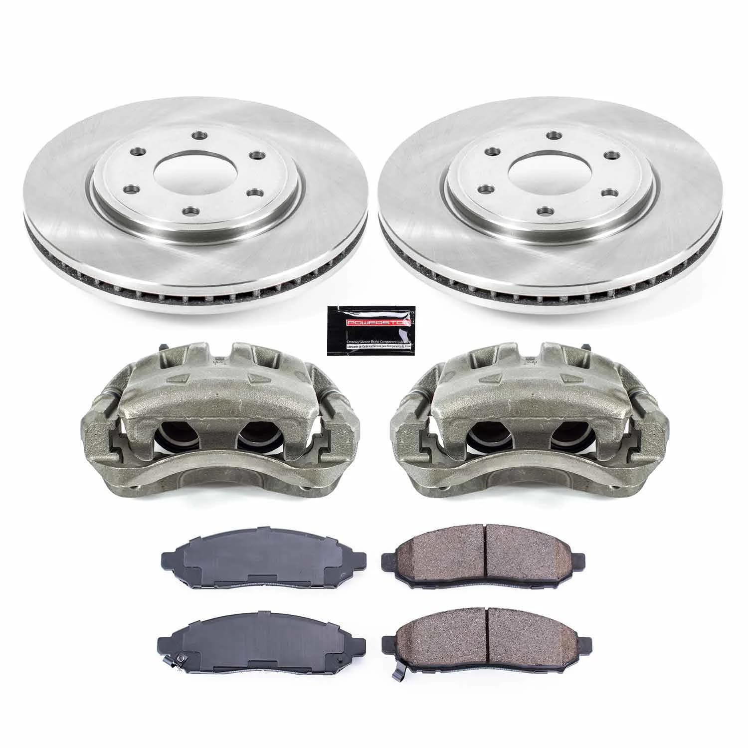 Power Stop KCOE8324 Front Brake Caliper Kit- Brake Pads, Brake Rotors & Calipers For Nissan Frontier 2016-2019 [Model Specific]