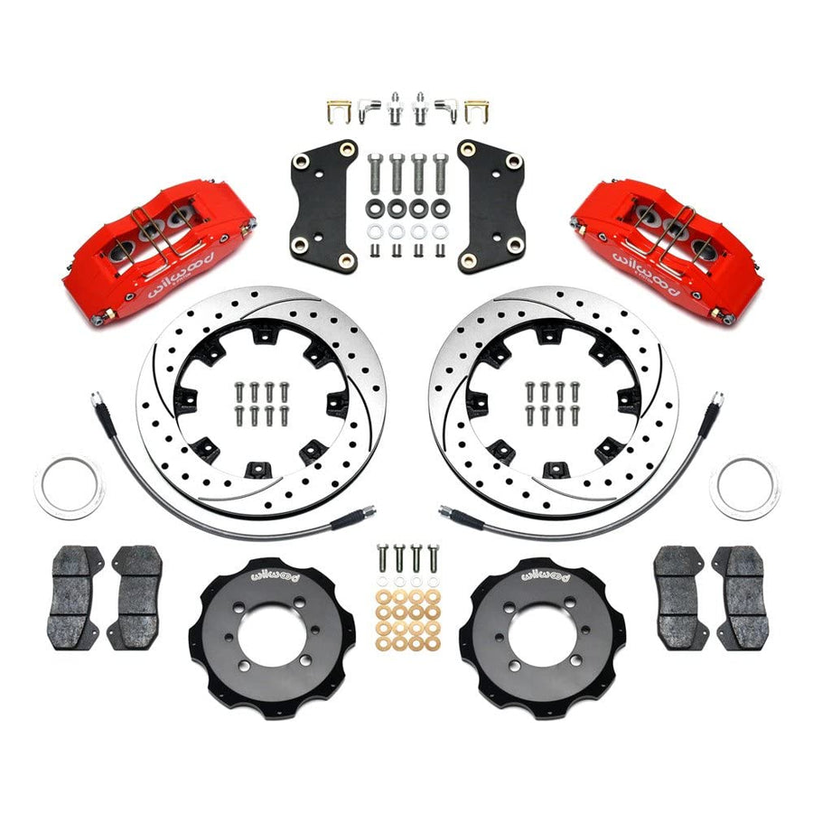 140-12767-DR WILWOOD DP6 Front Kit,12.19", Drilled, Red 2012 Fiat 500, w/ Lines
