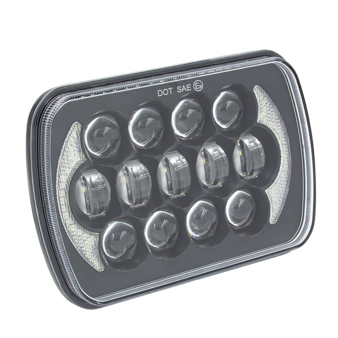 Vehicle LED Headlights Heise 5X7 Inch 17 LED - Black Front Face (HE-5X7B1)
