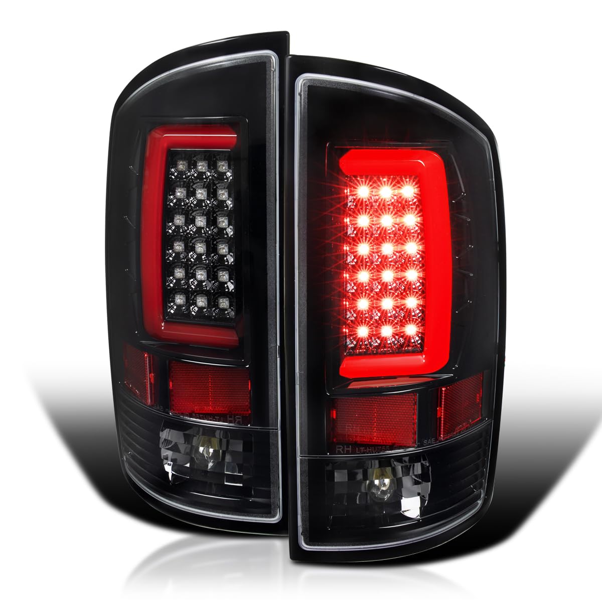Jet Black LED Tail Lights SPEC-D TUNING Compatible with 2007-2008 Dodge Ram 1500, 2007-2009 Dodge Ram 2500/3500, Left + Right Pair Assembly