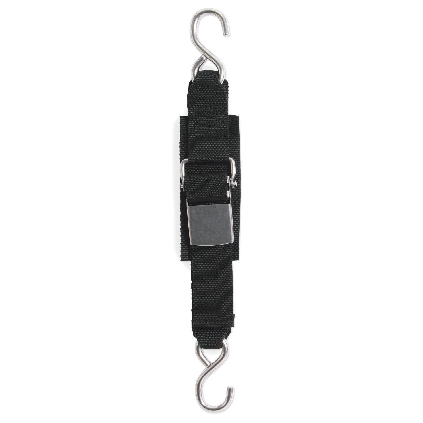 F12067 BoatBuckle 2.0 in. x 6 ft. Stainless Steel Kwik Lok Transom Tie-Downs Black - Set of 2