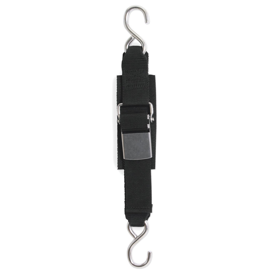 F12067 BoatBuckle 2.0 in. x 6 ft. Stainless Steel Kwik Lok Transom Tie-Downs Black - Set of 2