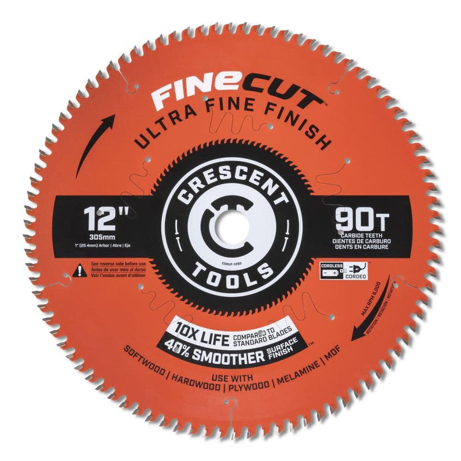 Crescent 12 inches Circular Saw Blade X 90 Tooth Fine Cut Ultra Fine Finishing