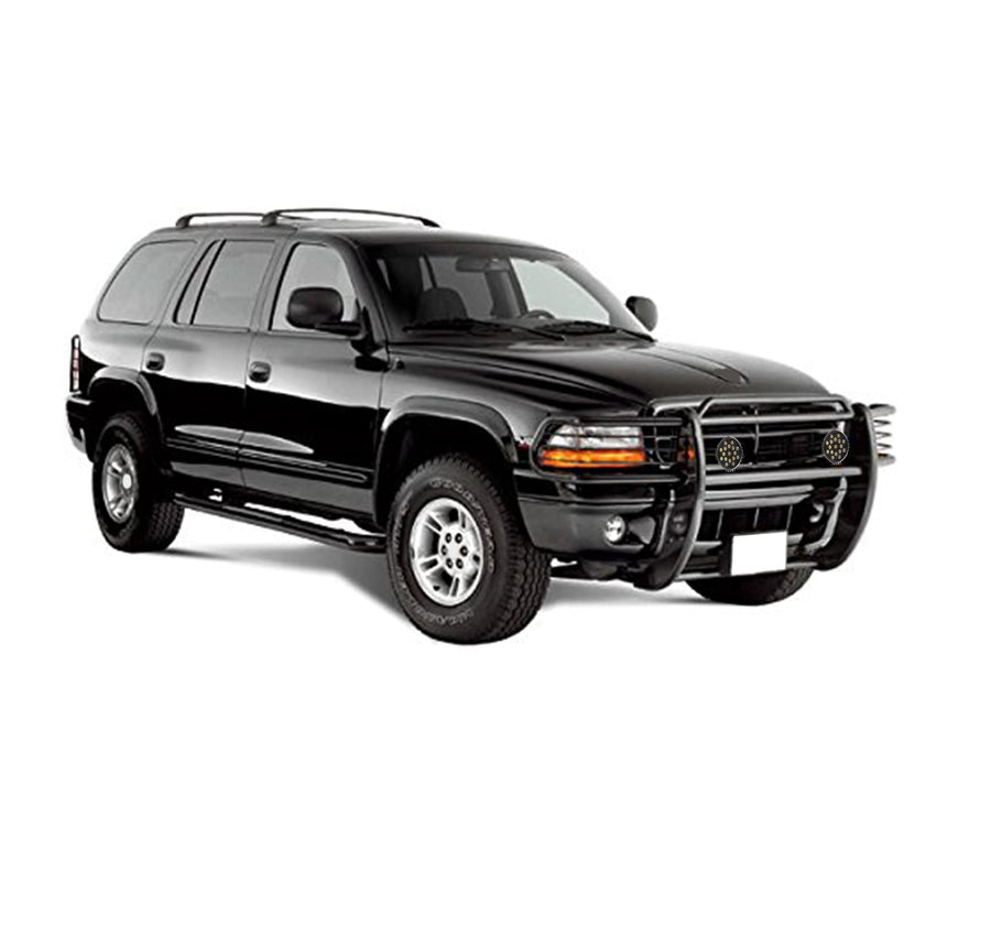 Bumper Guard Modular Black Horse Grille brush Come With pair of 7.0"Dia.LED Lights with Black Trim Rings Compatible with 1997-2004 Dodge Dakota|2000-2003 Dodge Durango-17BH23MA-PLB