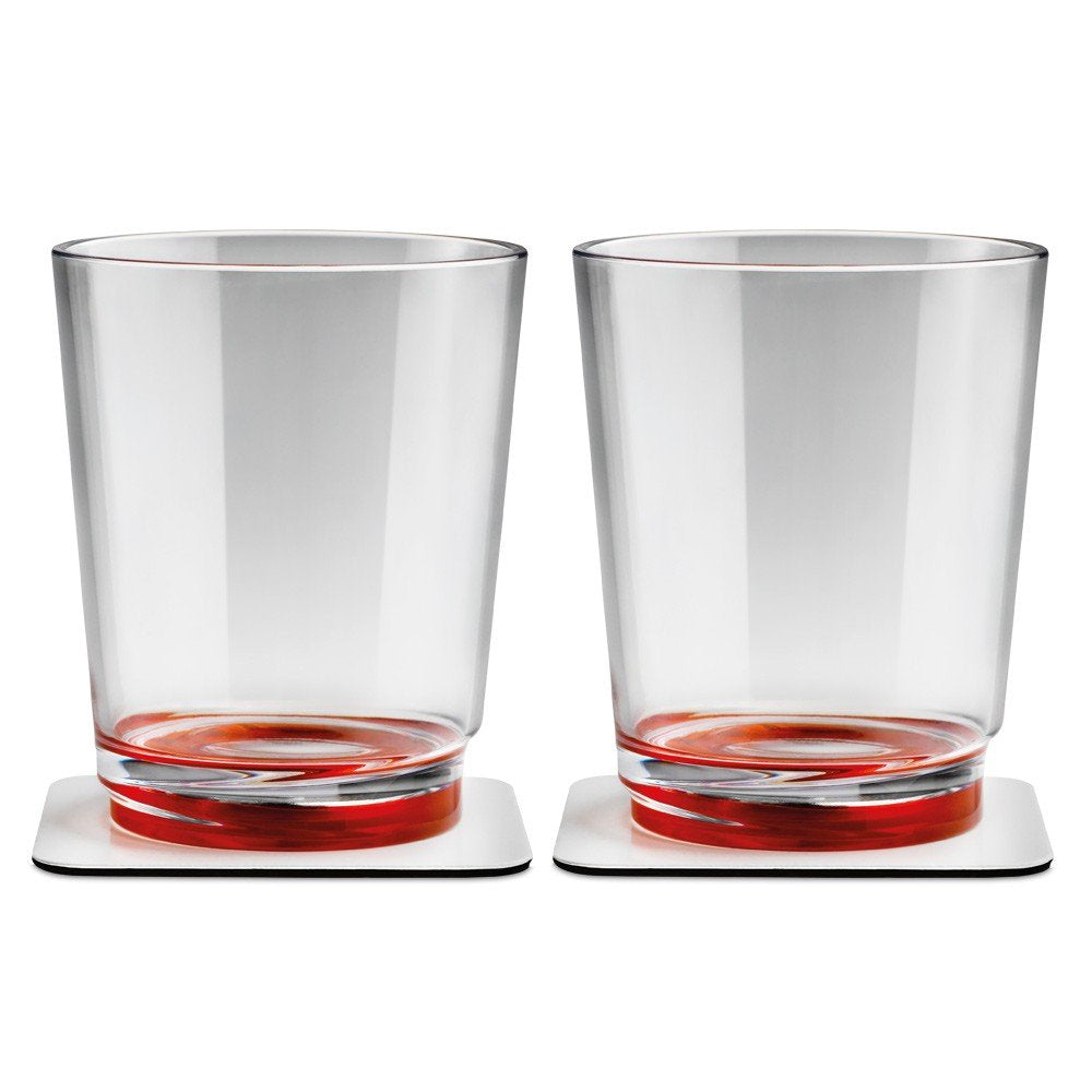 Magnetic glasses silwy, stable, non-slip and shatterproof, tableware, made in Germany, with integrated magnet and metal coasters, perfect for camping, boating and children, ready red