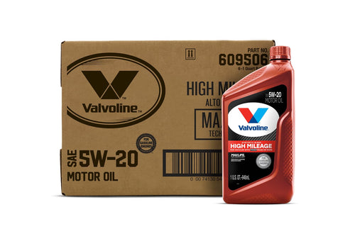 High Mileage Valvoline with MaxLife Technology 5W-20 Synthetic Blend Motor Oil 1 Quart (Pack of 6)