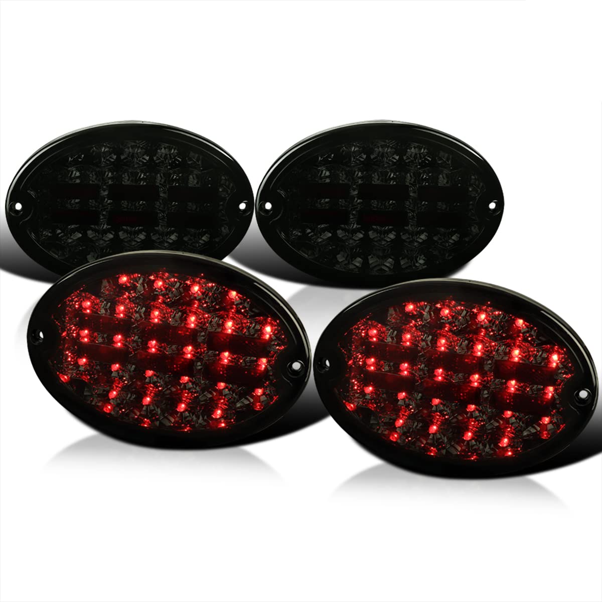 LT-CVET97GLED-OZ SPEC-D TUNING Tail Lights- Dark Smoke Lens- Chrome Housing 97-04 Chevy Corvette