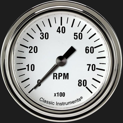 White Hot Classic Instruments 2 5/8" Tachometer Full Sweep
