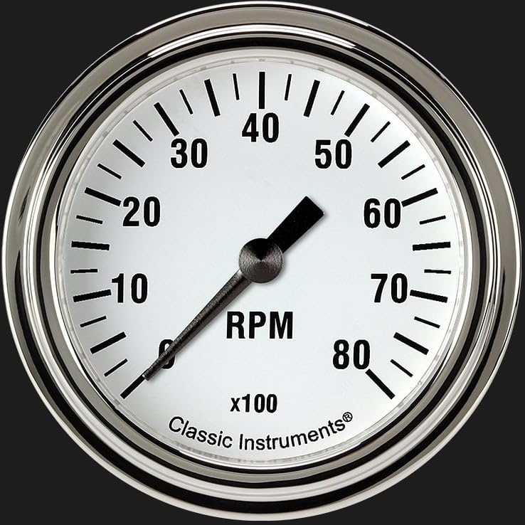White Hot Classic Instruments 2 5/8" Tachometer Full Sweep