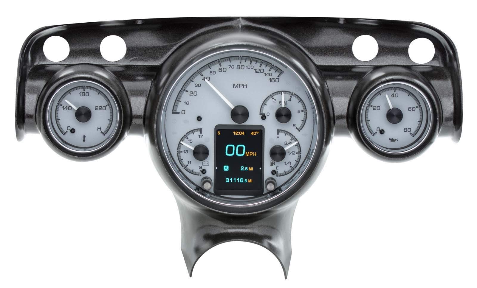 57 Chevy Dakota Digital Customizable Gauge System Kit Silver Alloy HDX-57C-S